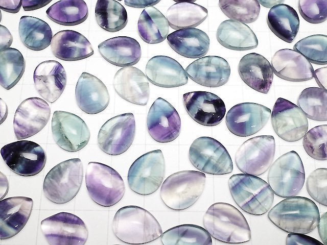 [Video] Multicolor Fluorite AA++ Pear shape Cabochon 14.5x10.5mm 5pcs