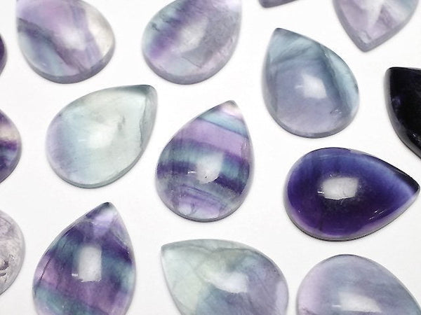 [Video] Multicolor Fluorite AA++ Pear shape Cabochon 18x13mm 5pcs