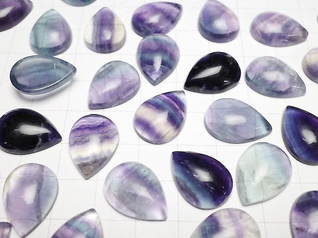 [Video] Multicolor Fluorite AA++ Pear shape Cabochon 18x13mm 5pcs