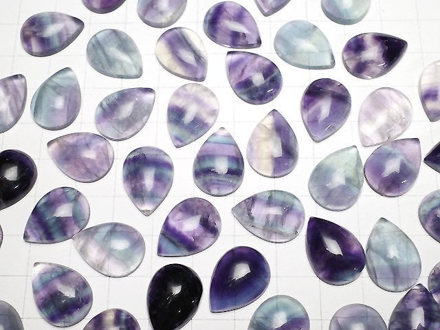 [Video] Multicolor Fluorite AA++ Pear shape Cabochon 18x13mm 5pcs