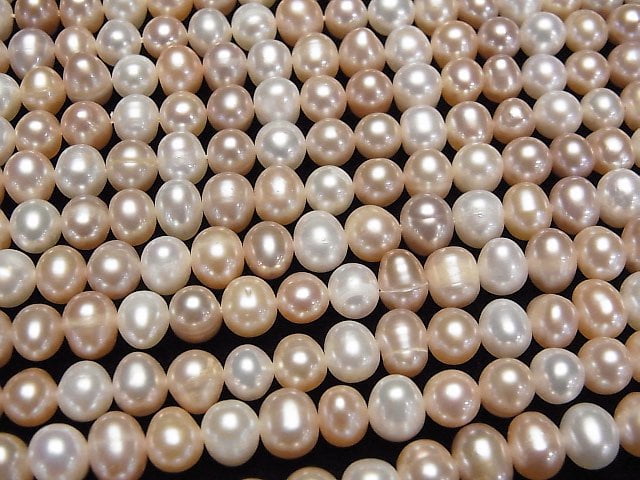 [Video] Fresh Water Pearl AA++ Potato 6-7mm Natural color mix 1strand beads (aprx.14inch/35cm)