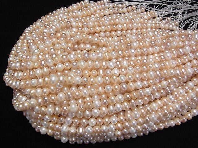 [Video] Fresh Water Pearl AA++ Potato 6-7mm Natural color mix 1strand beads (aprx.14inch/35cm)