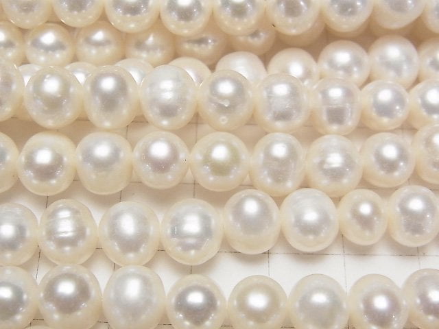 [Video] Fresh Water Pearl AA+ Potato 9mm White 1strand beads (aprx.15inch/36cm)