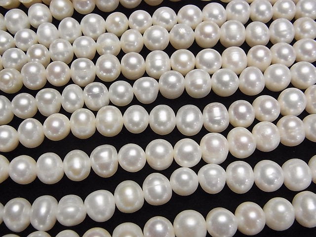 [Video] Fresh Water Pearl AA+ Potato 9mm White 1strand beads (aprx.15inch/36cm)