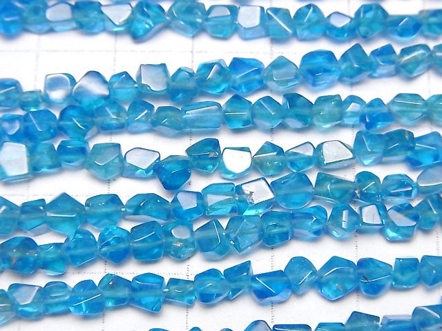 [Video]High Quality Neon Blue Apatite AA++ Faceted Nugget half or 1strand beads (aprx.7inch/18cm)