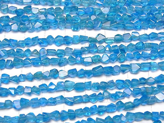 [Video]High Quality Neon Blue Apatite AA++ Faceted Nugget half or 1strand beads (aprx.7inch/18cm)