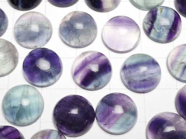 [Video] Multicolor Fluorite AA++ Round Cabochon 12.5x12.5mm 5pcs