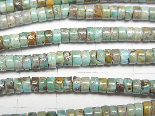 [Video]Turquoise AA+ Roundel (Heishi) 4x4x2mm half or 1strand beads (aprx.15inch/38cm)