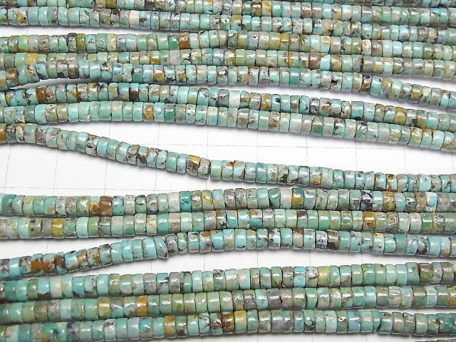 [Video]Turquoise AA+ Roundel (Heishi) 4x4x2mm half or 1strand beads (aprx.15inch/38cm)