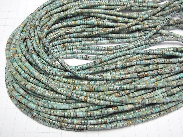 [Video]Turquoise AA+ Roundel (Heishi) 4x4x2mm half or 1strand beads (aprx.15inch/38cm)