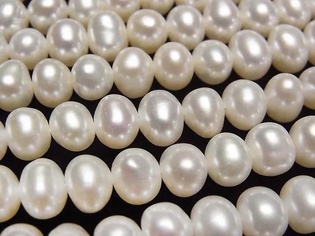 [Video] Fresh Water Pearl AA++ Potato 6-7mm White 1-strand beads (approx. 14inch/34cm)