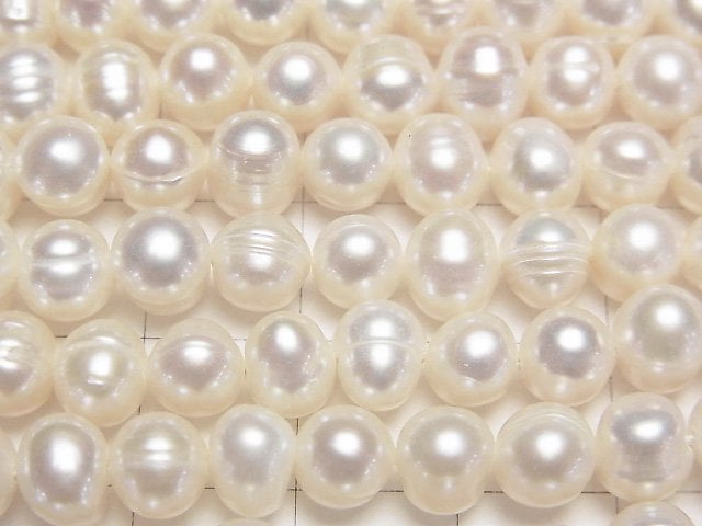 [Video] Fresh Water Pearl AA+ Wrinkle Potato 7mm White 1strand beads (aprx.13inch/33cm)