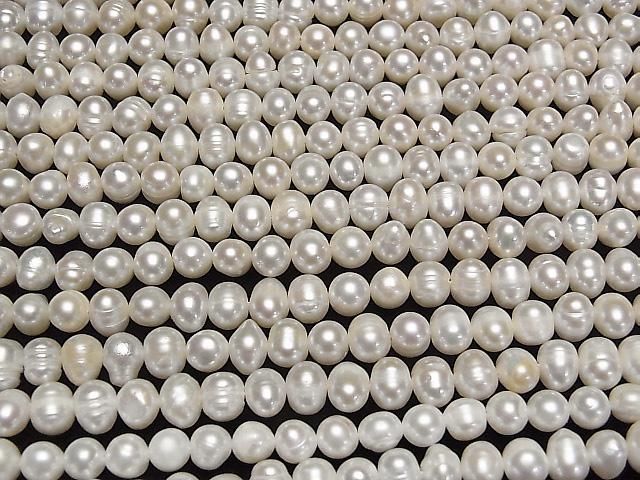 [Video] Fresh Water Pearl AA+ Wrinkle Potato 7mm White 1strand beads (approx. 13 inches/32 cm)