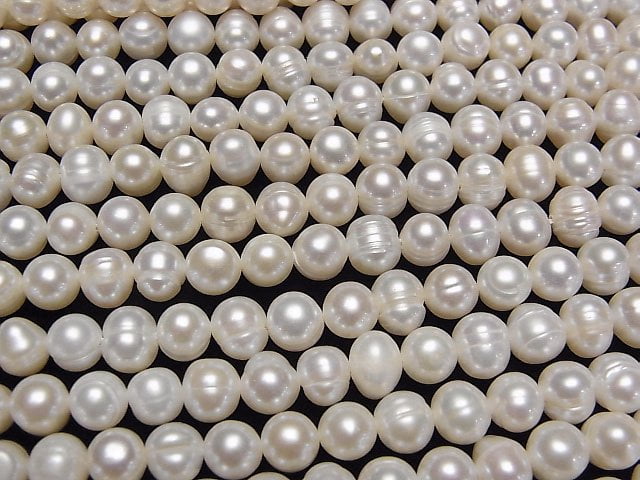 [Video] Fresh Water Pearl AA+ Wrinkle Potato 7mm White 1strand beads (aprx.13inch/33cm)