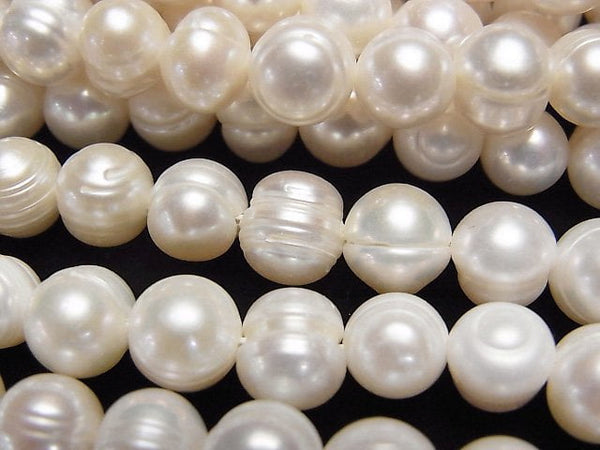 [Video] Fresh Water Pearl AA Wrinkle Potato 8mm White 1strand beads (aprx.14inch/35cm)