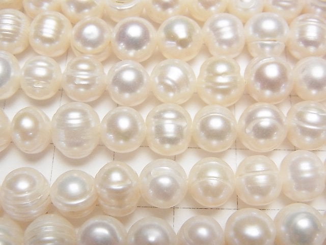 [Video] Fresh Water Pearl AA Wrinkle Potato 8mm White 1strand beads (aprx.14inch/35cm)