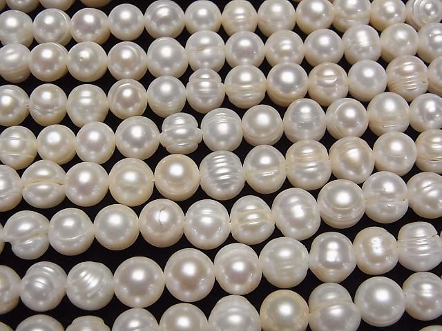 [Video] Fresh Water Pearl AA Wrinkle Potato 8-9mm White 1-strand beads (approx. 13inch/33cm)