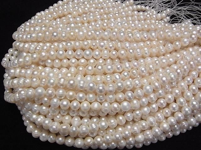 [Video] Fresh Water Pearl AA Wrinkle Potato 8-9mm White 1-strand beads (approx. 13inch/33cm)