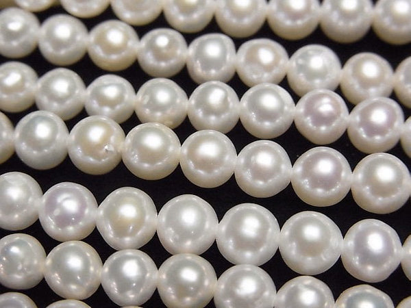 [Video] Fresh Water Pearl AAA- Semi Round -Potato 5mm White 1strand beads (aprx.15inch/36cm)