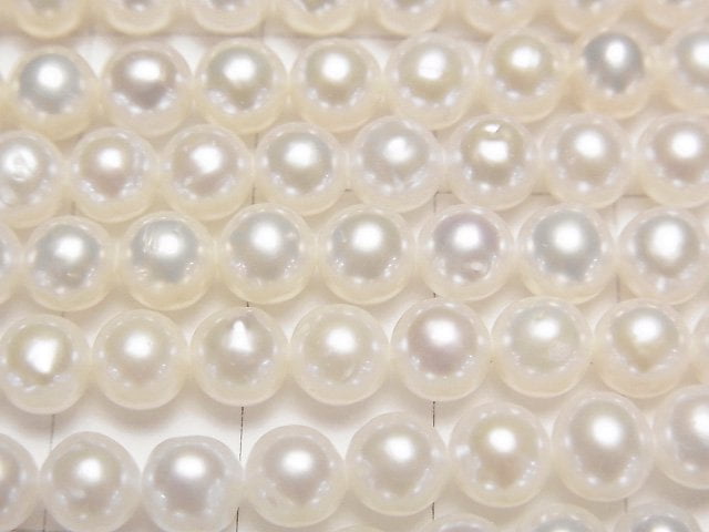 [Video] Fresh Water Pearl AAA- Semi Round -Potato 5mm White 1strand beads (aprx.15inch/36cm)