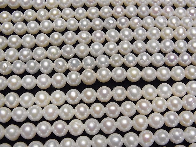 [Video] Fresh Water Pearl AAA- Semi Round -Potato 5mm White 1strand beads (aprx.15inch/36cm)