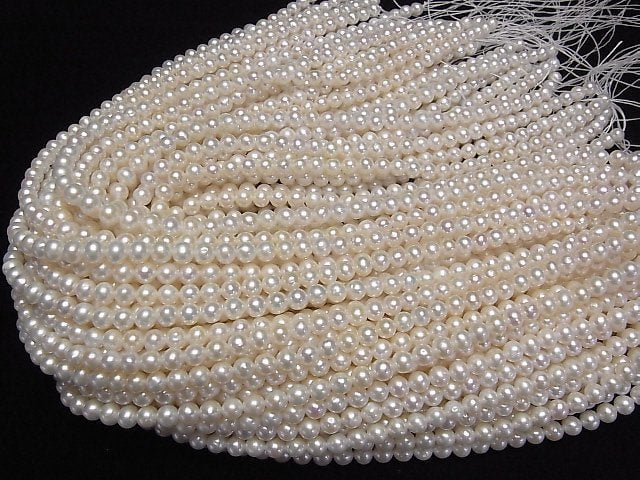 [Video] Fresh Water Pearl AAA- Semi Round -Potato 5mm White 1strand beads (aprx.15inch/36cm)