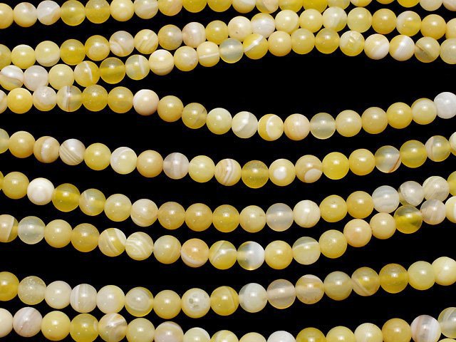 Yellow striped agate Round 6mm 1strand beads (aprx.15inch/37cm)