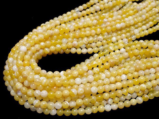 Yellow striped agate Round 6mm 1strand beads (aprx.15inch/37cm)