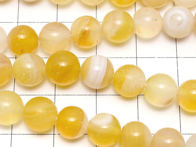 Yellow striped agate Round 8mm 1strand beads (aprx.15inch/36cm)