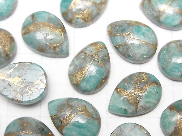 [Video] Copper Amazonite AAA Pear shape Cabochon 18x13mm 2pcs