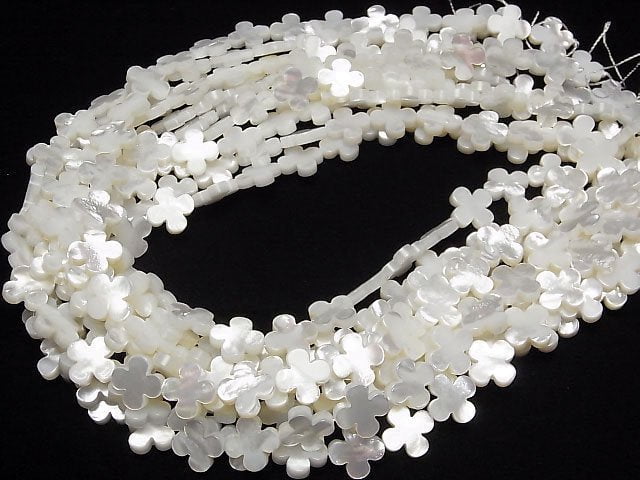 [Video] White Shell AAA Flower Motif 13x13x3mm 1/4 or 1strand beads (aprx.15inch/38cm)