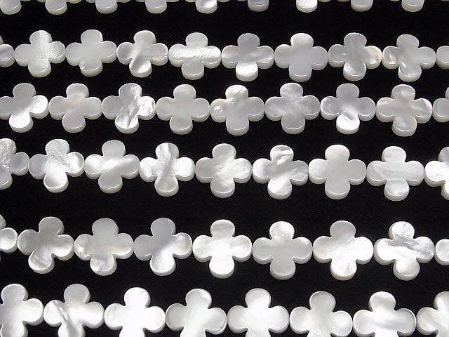 [Video] White Shell AAA Flower Motif 15x15x3mm 1/4 or 1strand beads (aprx.15inch/38cm)