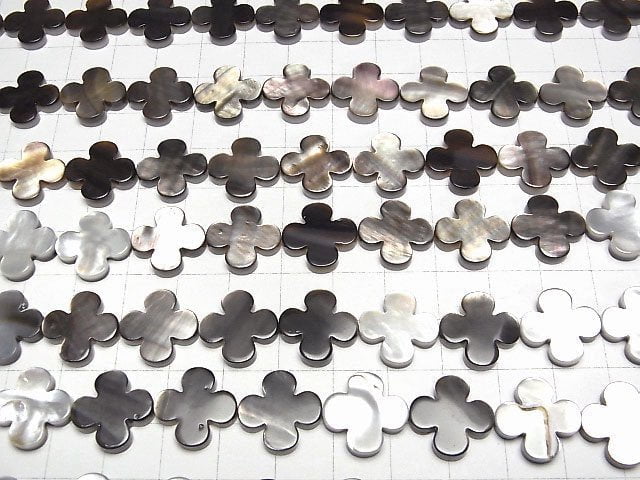 [Video] Black Shell AAA Flower Motif 15x15x3mm 1/4 or 1strand beads (aprx.15inch/38cm)