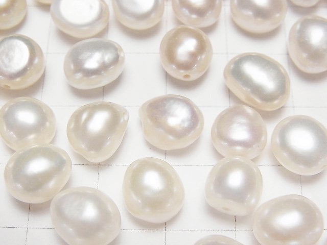 [Video]Fresh Water Pearl AA++ Loose stone Potato 9-11mm [Half Drilled Hole] White 5pcs