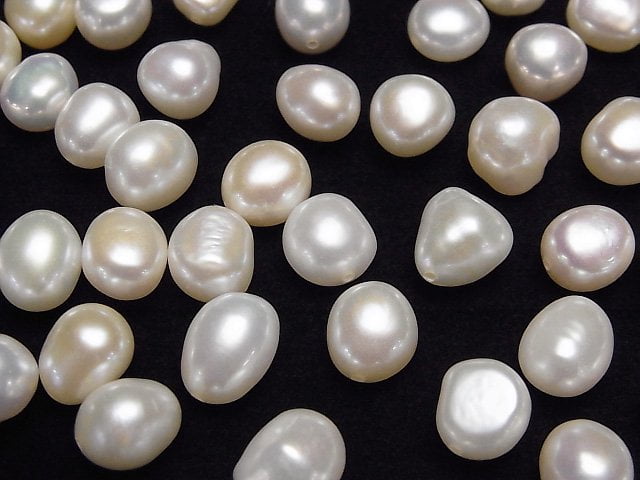 [Video]Fresh Water Pearl AA++ Loose stone Potato 9-11mm [Half Drilled Hole] White 5pcs