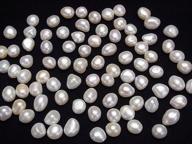 [Video]Fresh Water Pearl AA++ Loose stone Potato 9-11mm [Half Drilled Hole] White 5pcs