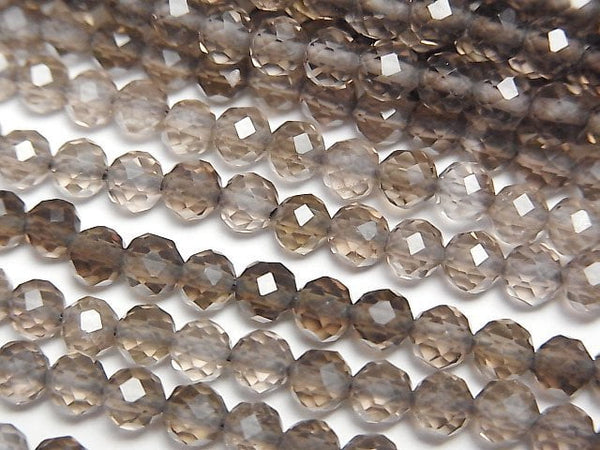 [Video]High Quality! Smoky Quartz AAA 32Faceted Round 4mm [Light color] 1strand beads (aprx.15inch/37cm)