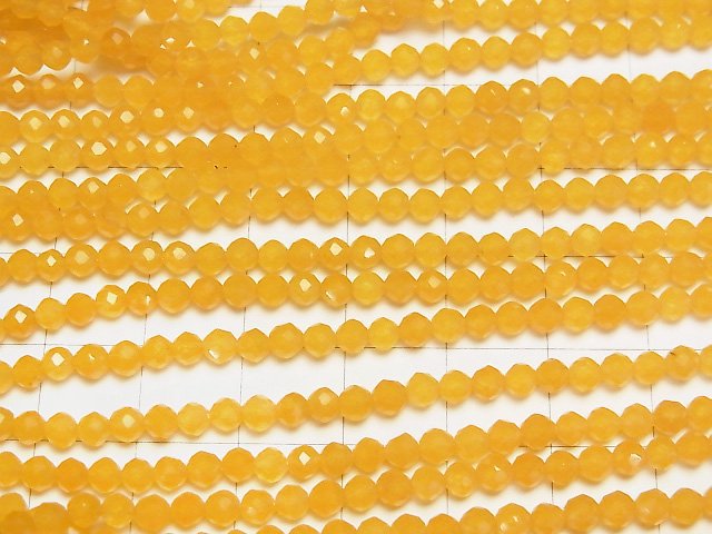 [Video]High Quality! Yellow color Jade Faceted Round 3mm 1strand beads (aprx.15inch/37cm)