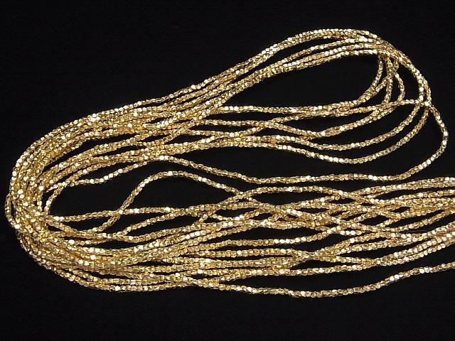 Karen Silver Cube Shape 1.5x1.5x1.5mm 18KGP 1/8 or 1 strand beads (approx. 26 inches/66 cm)