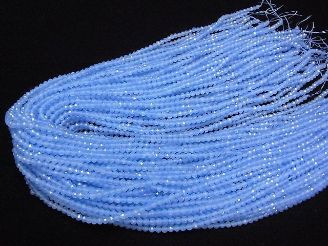 [Video]High Quality! Blue color Jade Faceted Round 3mm 1strand beads (aprx.15inch/37cm)