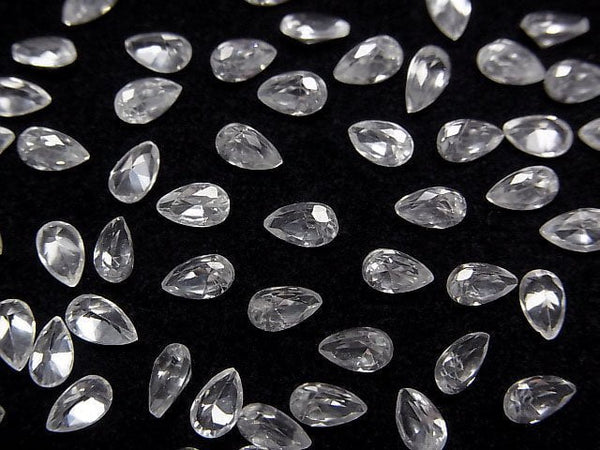 [Video]High Quality Natural White Zircon AAA Loose Stone Pear Shape Faceted 5x3mm 5pcs