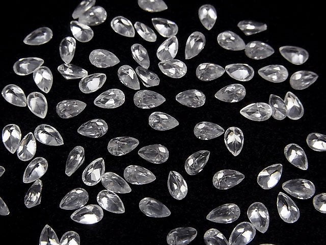 [Video]High Quality Natural White Zircon AAA Loose Stone Pear Shape Faceted 5x3mm 5pcs