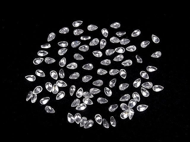 [Video]High Quality Natural White Zircon AAA Loose Stone Pear Shape Faceted 5x3mm 5pcs