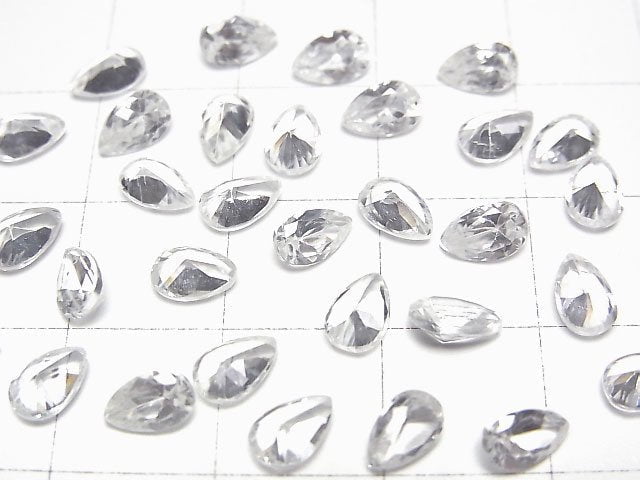 [Video]High Quality Natural White Zircon AAA Loose Stone Pear Shape Faceted 6x4mm 2pcs