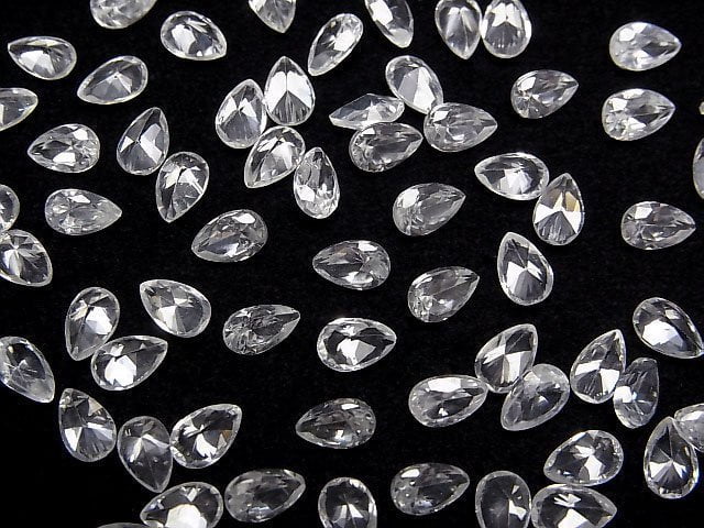 [Video]High Quality Natural White Zircon AAA Loose Stone Pear Shape Faceted 6x4mm 2pcs