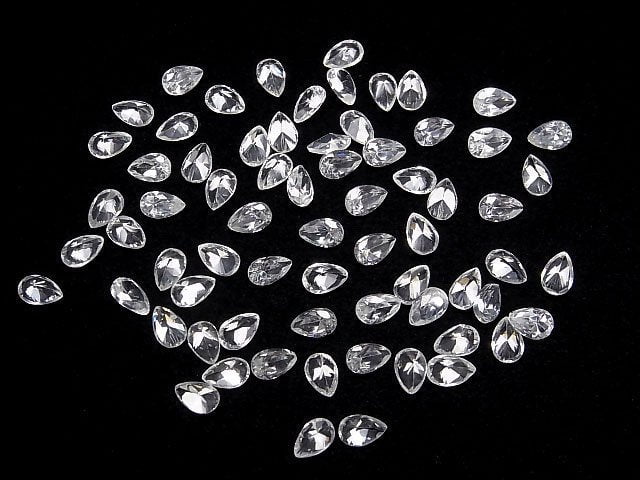 [Video]High Quality Natural White Zircon AAA Loose Stone Pear Shape Faceted 6x4mm 2pcs