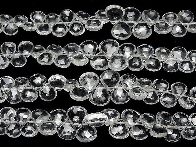 [Video]High Quality White Topaz AA++ Chestnut Faceted Briolette half or 1strand beads (aprx.7inch/18cm)