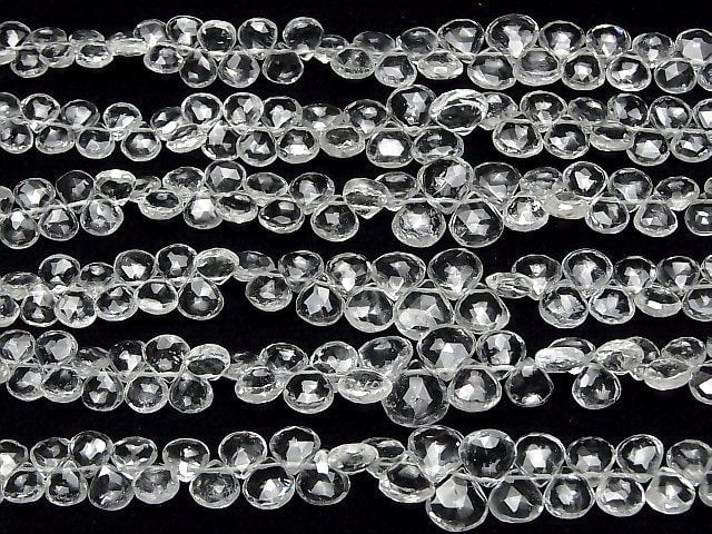 [Video]High Quality White Topaz AA++ Chestnut Faceted Briolette half or 1strand beads (aprx.7inch/18cm)