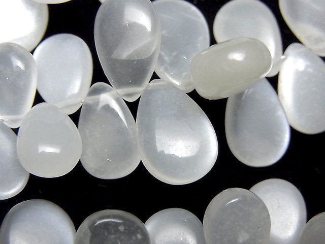 [Video]High Quality White Moonstone AA++ Pear shape (Smooth) half or 1strand beads (aprx.7inch/18cm)