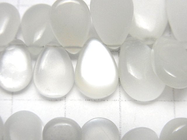 [Video]High Quality White Moonstone AA++ Pear shape (Smooth) half or 1strand beads (aprx.7inch/18cm)